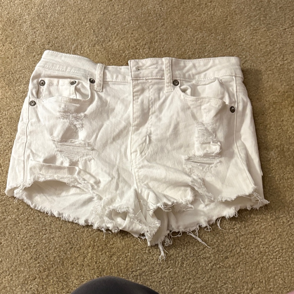Aeropostale White Ripped Jean Shorts